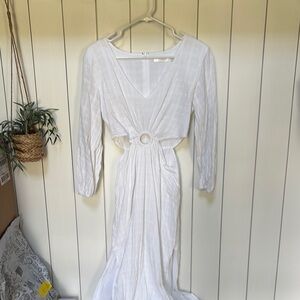 Seafolly White Cotton Long Sleeve Dress
